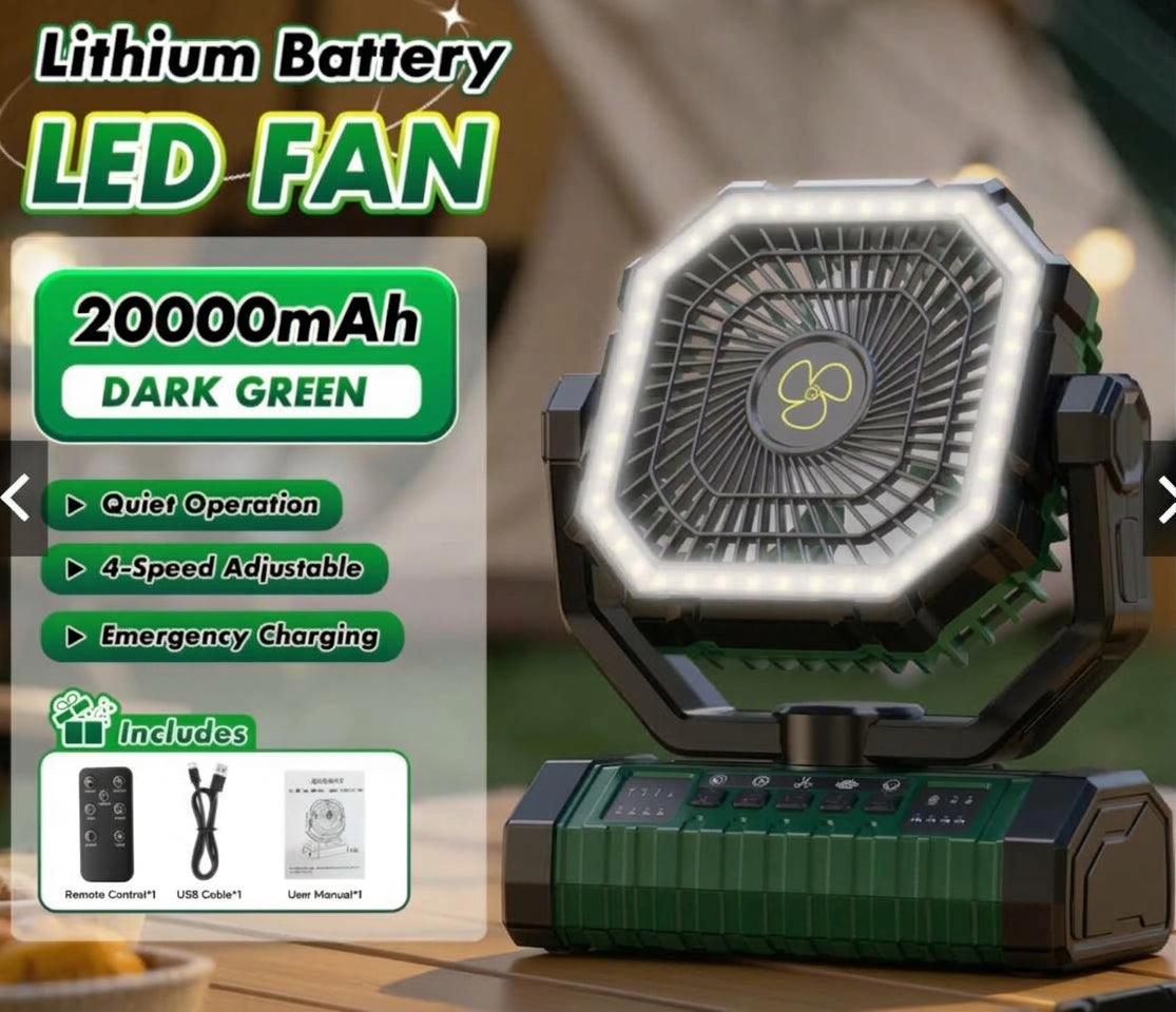 20,000mAh Cordless Rechargeable Fan Remote with LED Light
